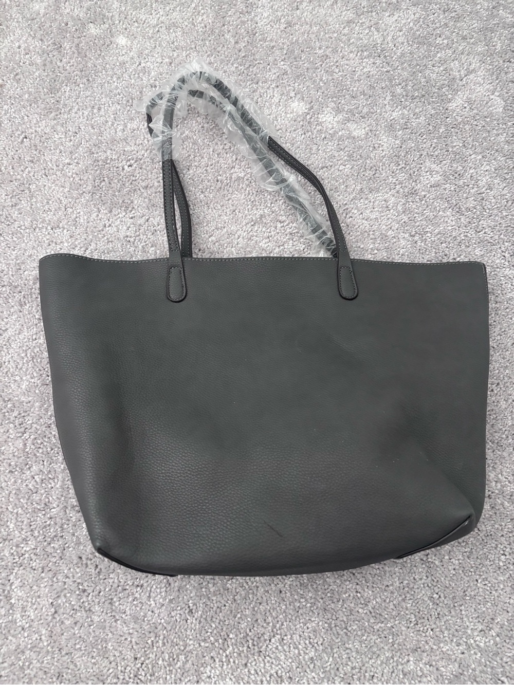 NWT Sondra Roberts Dark Gray Pebbled Leather Tote
